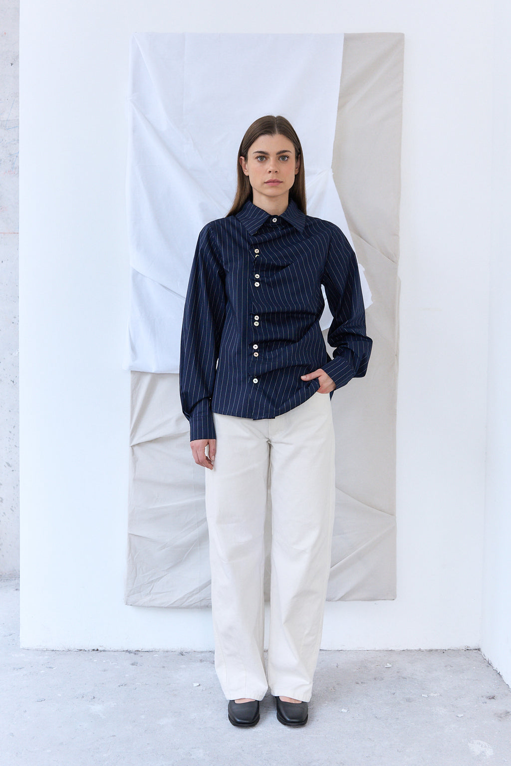 Blusa Pliegues Índigo