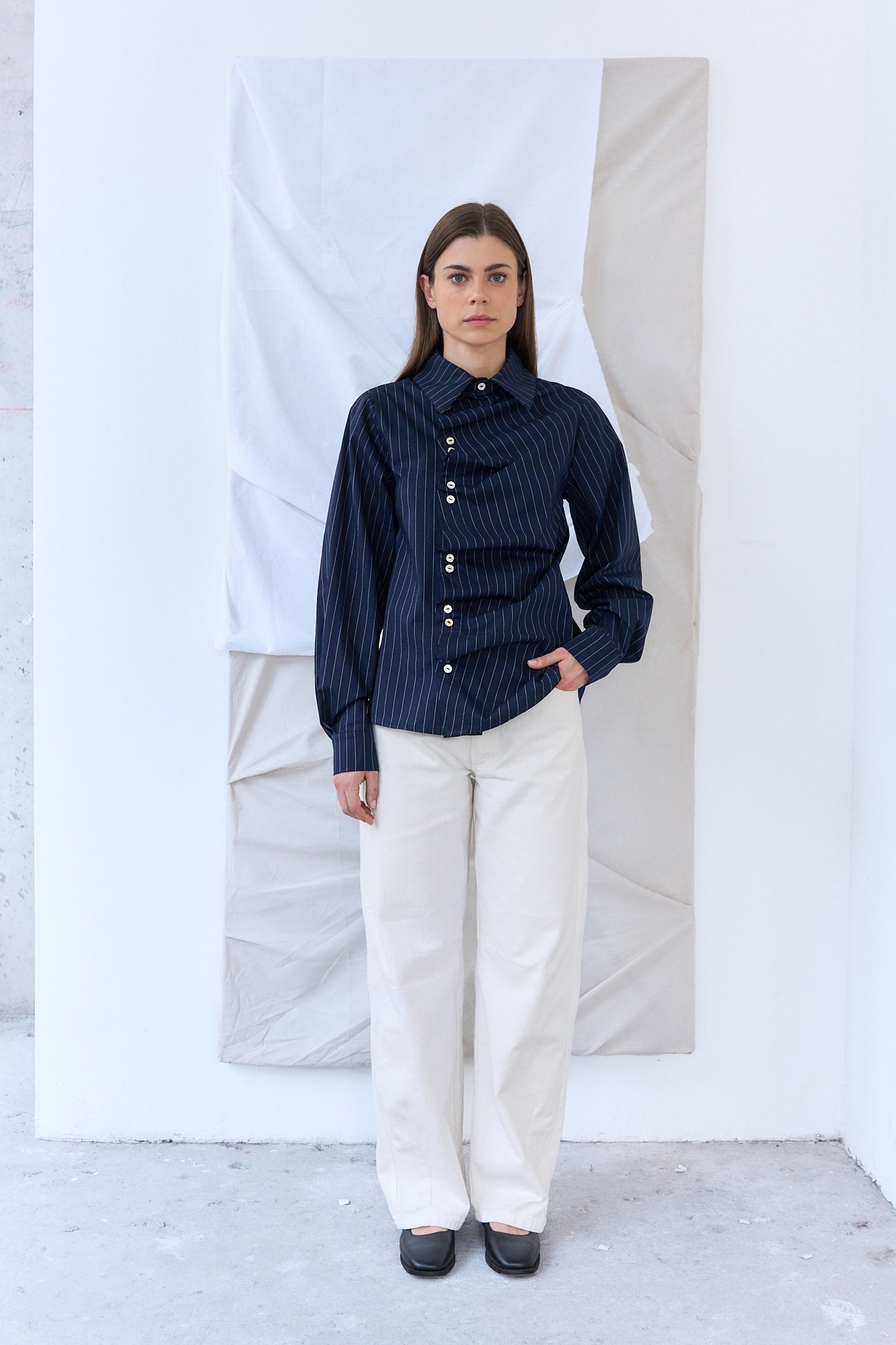 Blusa Pliegues Índigo