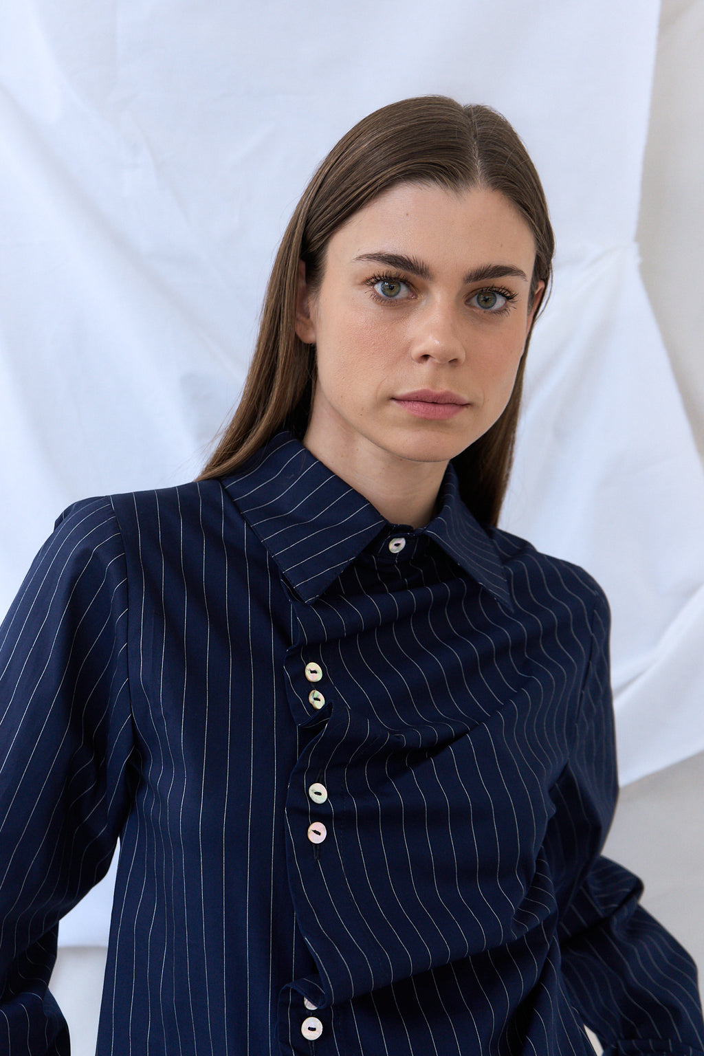 Blusa Pliegues Índigo